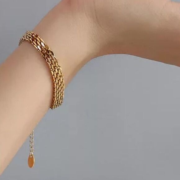 💎206💎 18K Gold Plated Rolo Chunky Link Bracelet - Picture 5 of 16